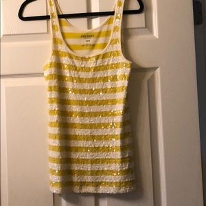 Yellow and White Striped Sequin Tank